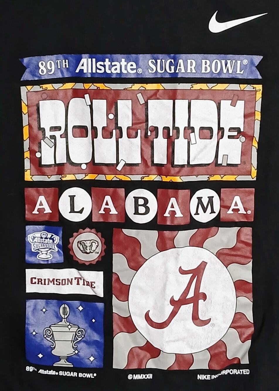 Nike Alabama Crimson Tide 2022 89th Sugar Bowl Graphic Tee Shirt Men XXL Black